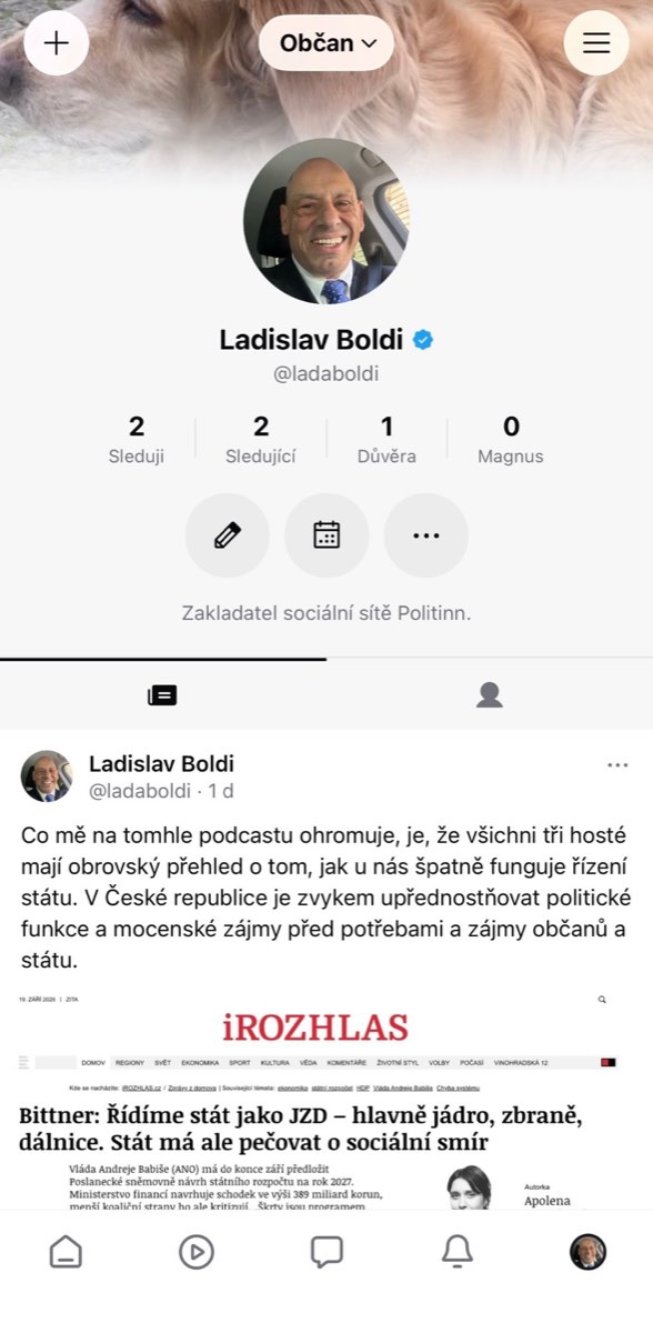 Náhled mobilní aplikace Politinn